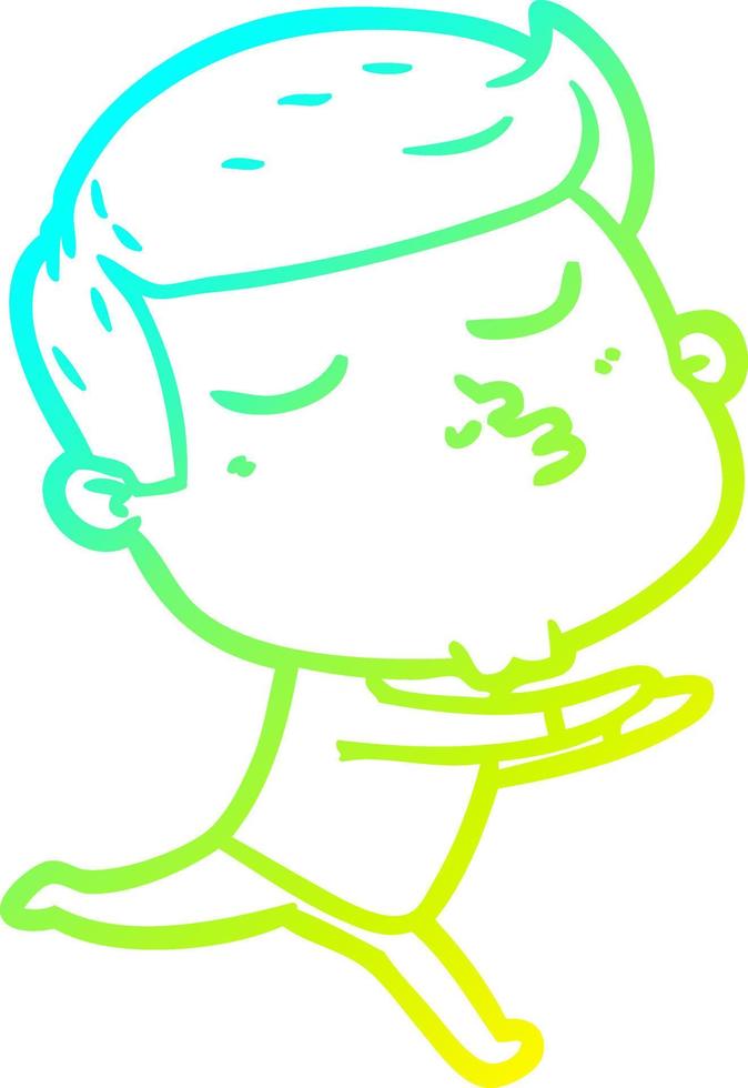 cold gradient line drawing cartoon model guy pouting vector