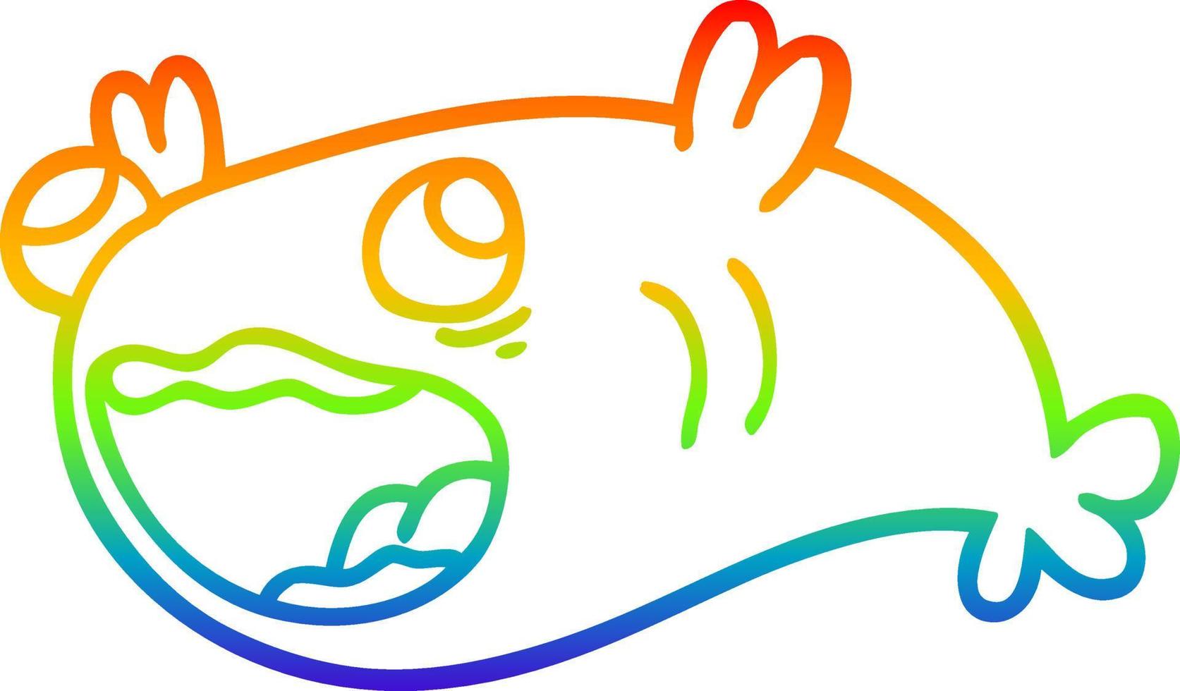 rainbow gradient line drawing cartoon fish vector