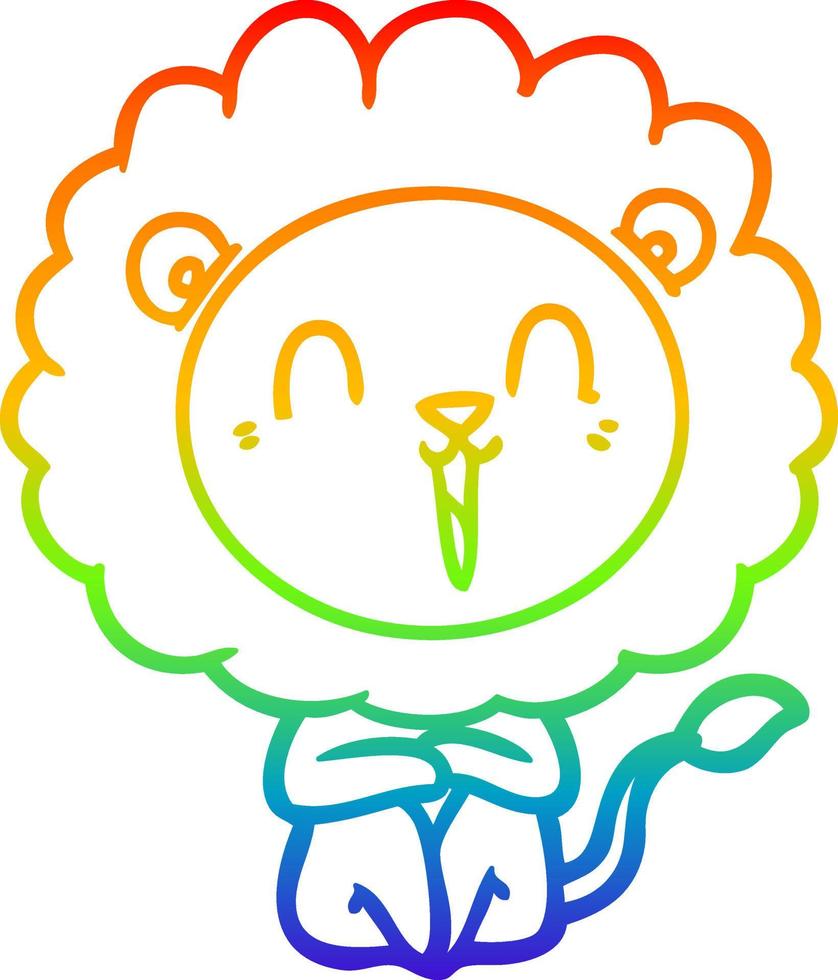 arco iris gradiente línea dibujo riendo león dibujos animados vector