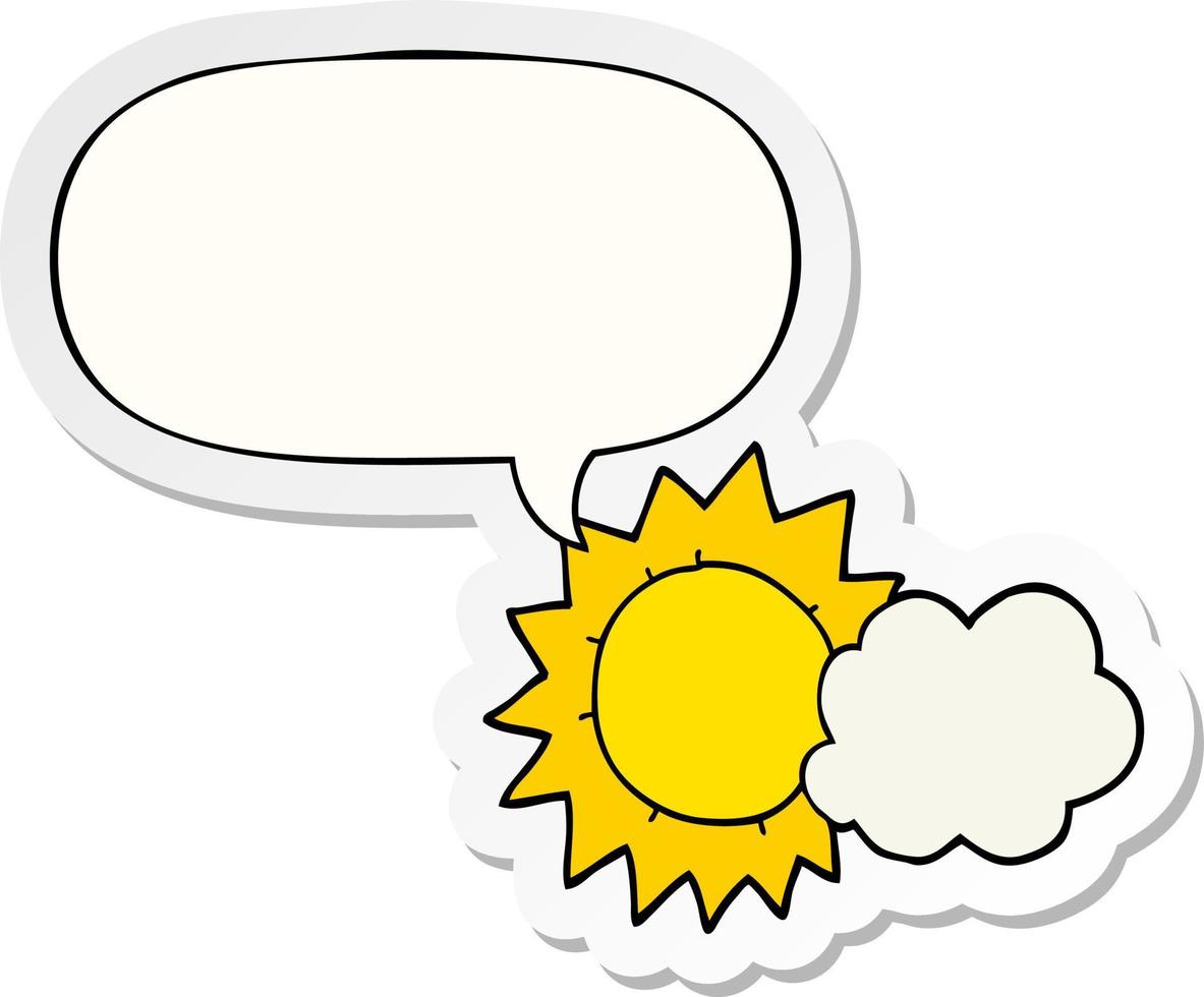 cartoon weather and speech bubble sticker vector