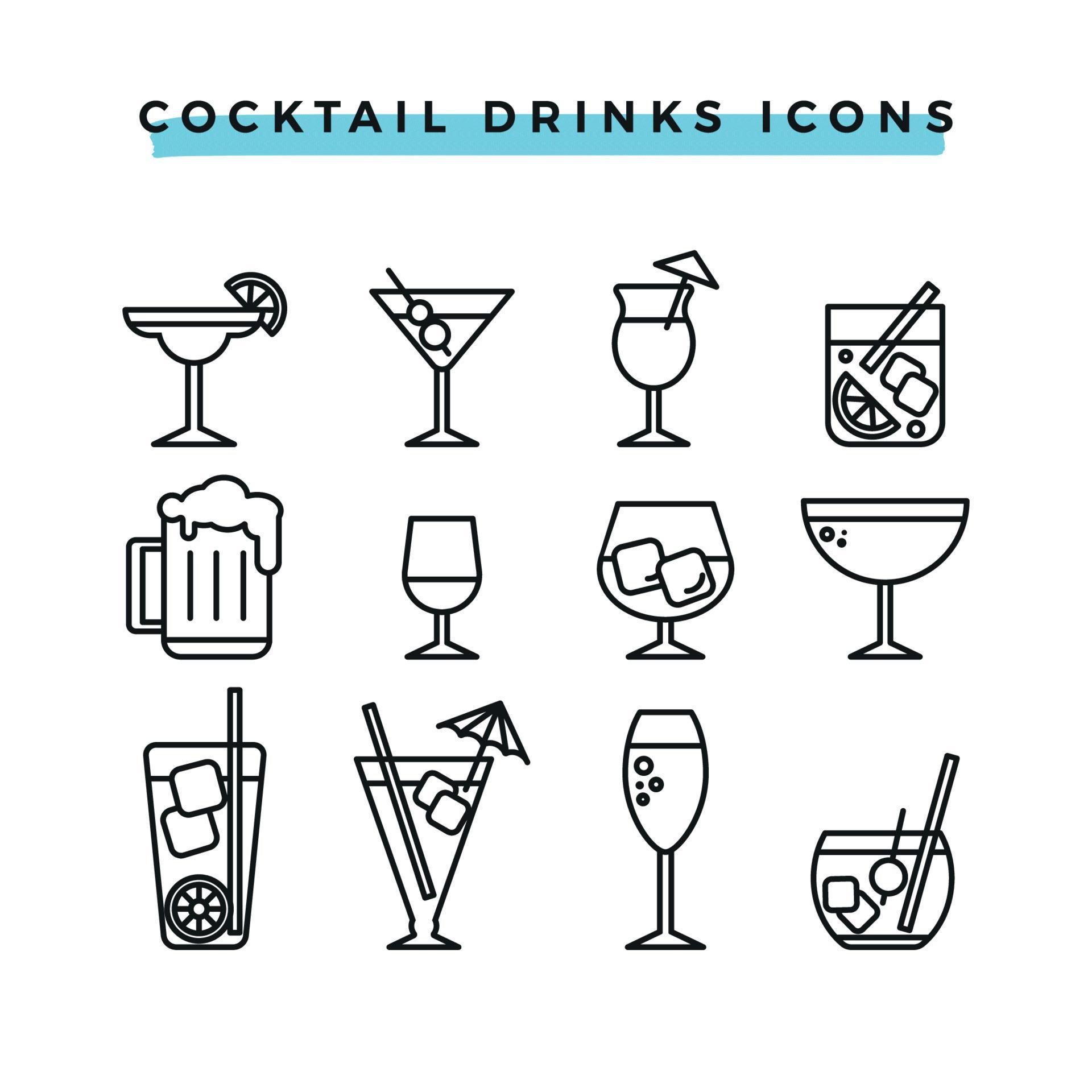Drinks icons set outline style 10043562 Vector Art at Vecteezy