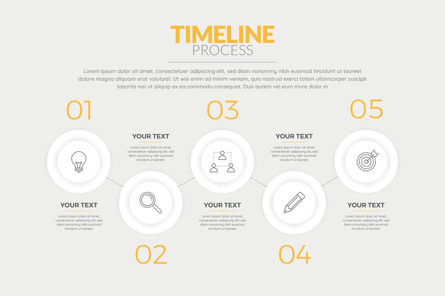 Timeline infographic with yellow elements vector