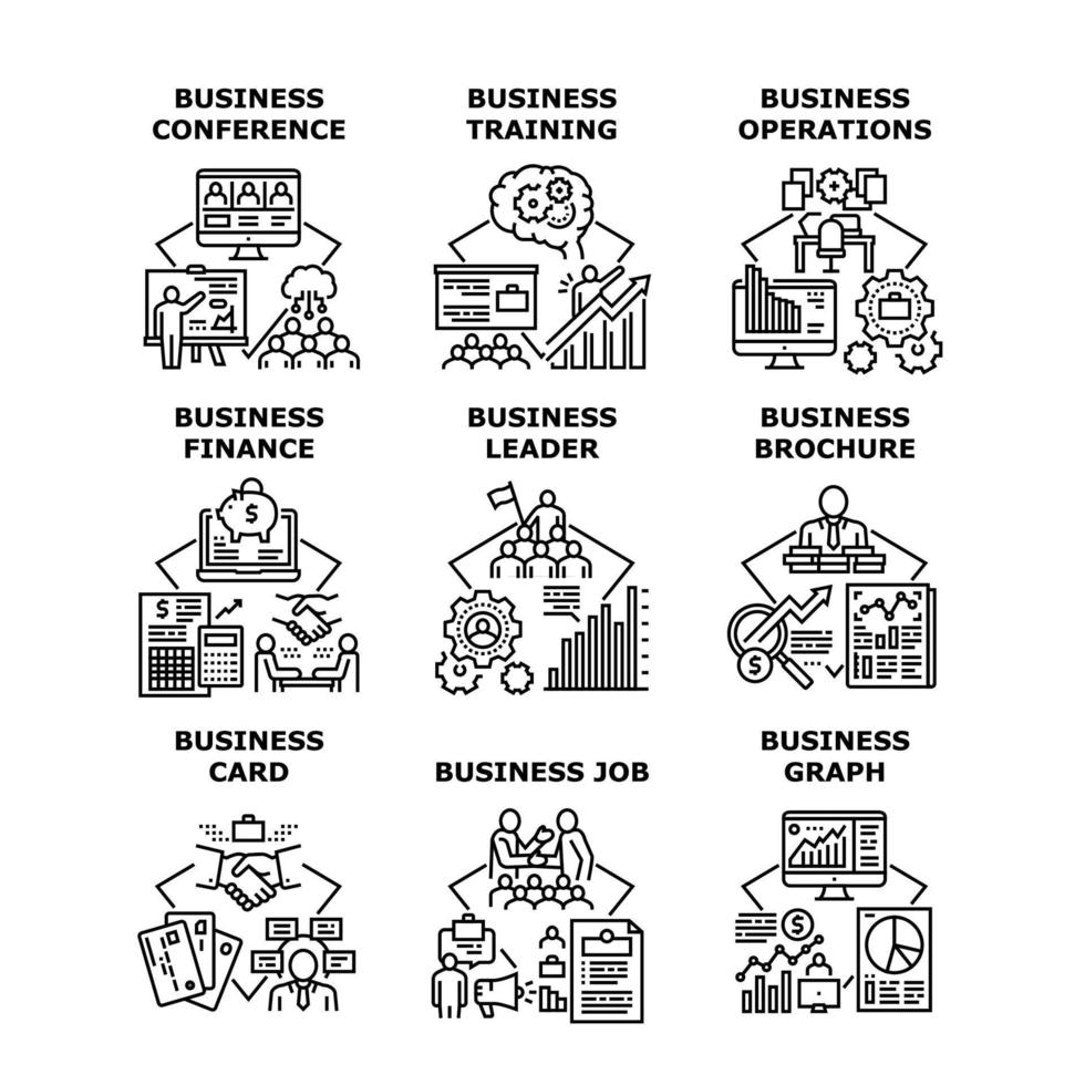 Business Training Set Icons Vector Illustrations