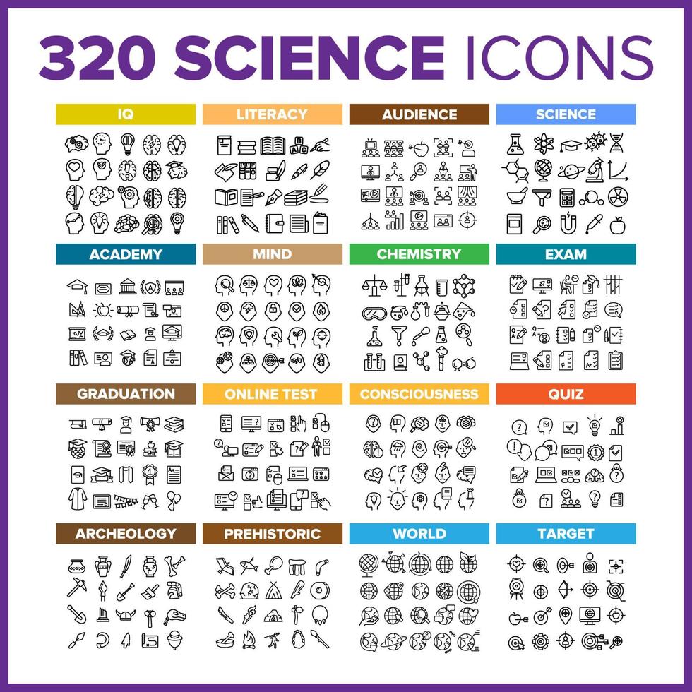 ciencia icono línea delgada gran conjunto vector