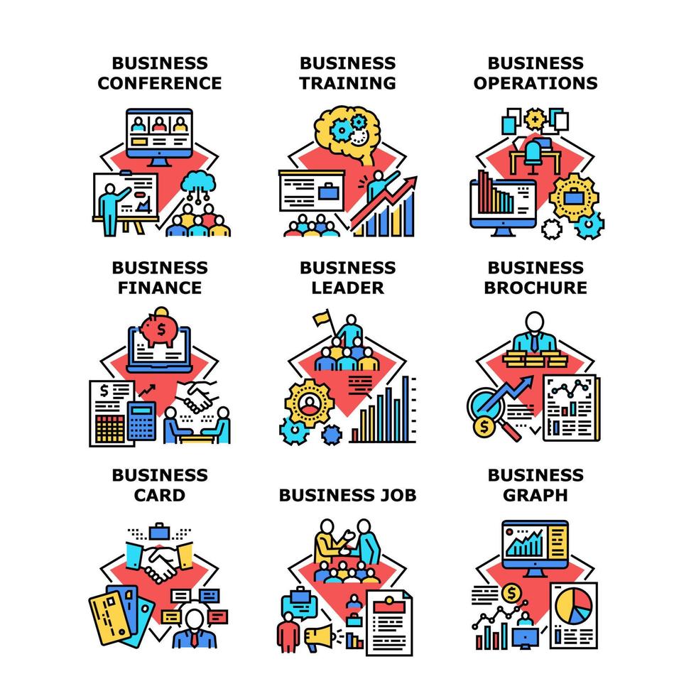 Business Training Set Icons Vector Illustrations