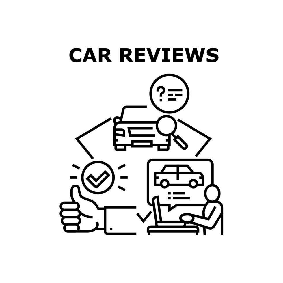 Car Reviews Vector Concept Black Illustration