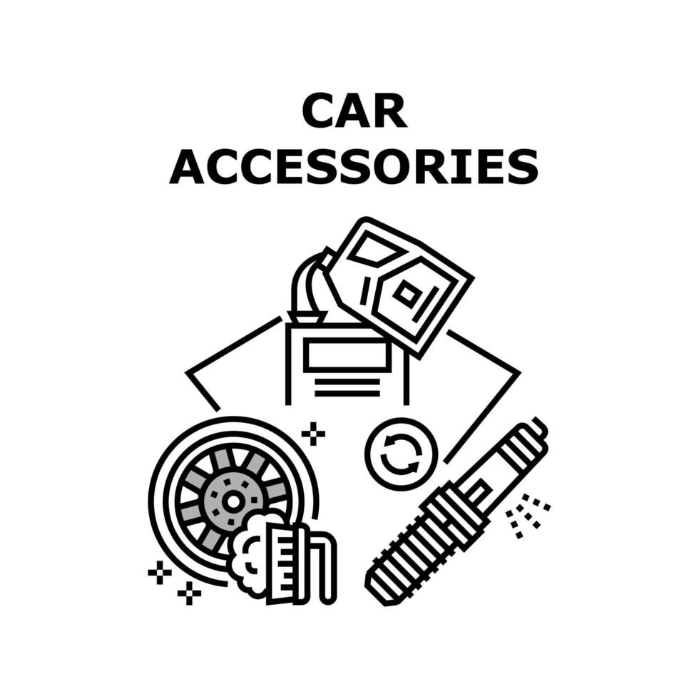 Car Accessories Vector Concept Black Illustration