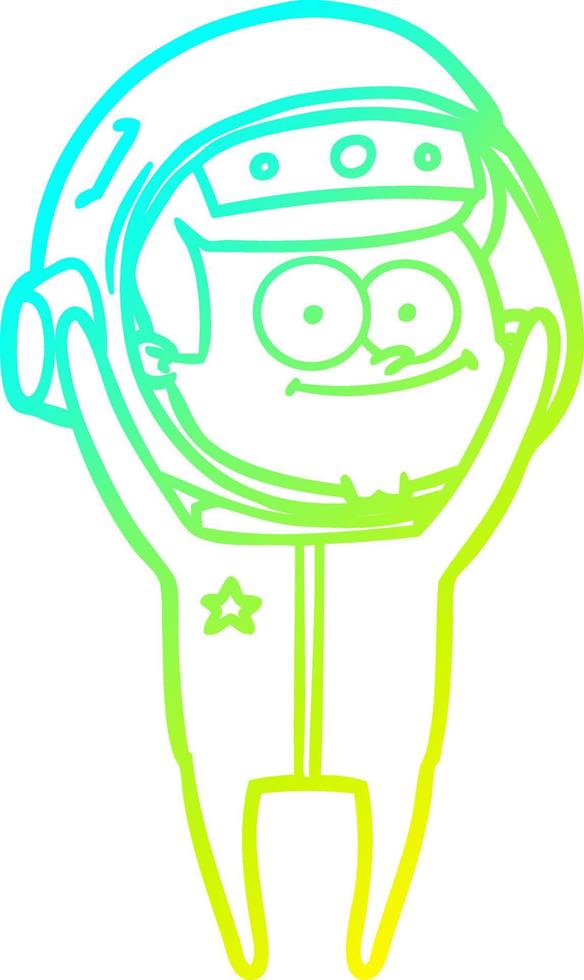 cold gradient line drawing happy astronaut cartoon vector