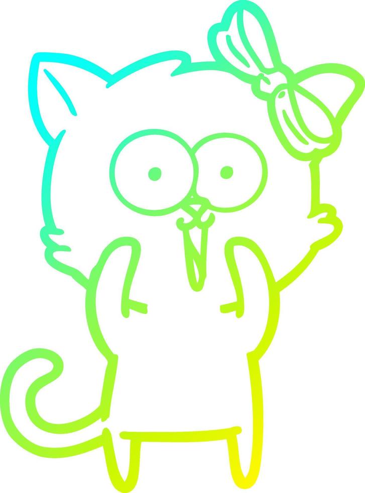 cold gradient line drawing cartoon cat vector
