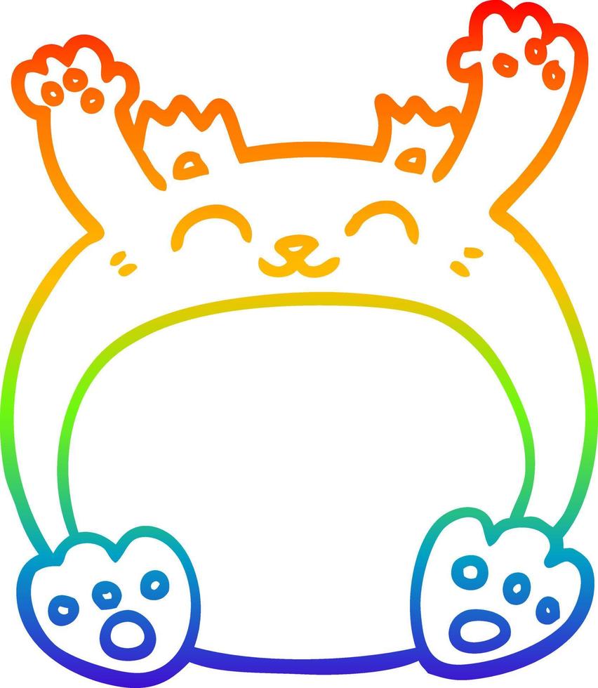 rainbow gradient line drawing cartoon bear vector