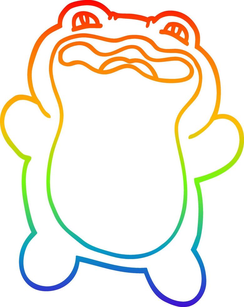 rainbow gradient line drawing cartoon frog vector