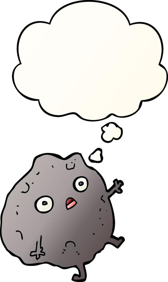 cartoon rock falling and thought bubble in smooth gradient style vector