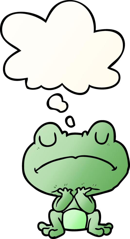 cartoon frog and thought bubble in smooth gradient style vector