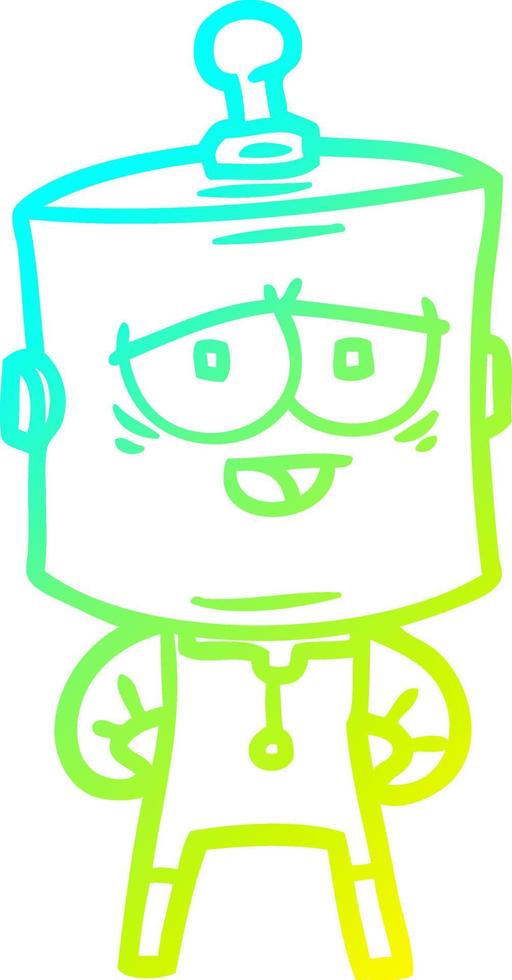 cold gradient line drawing cartoon robot vector