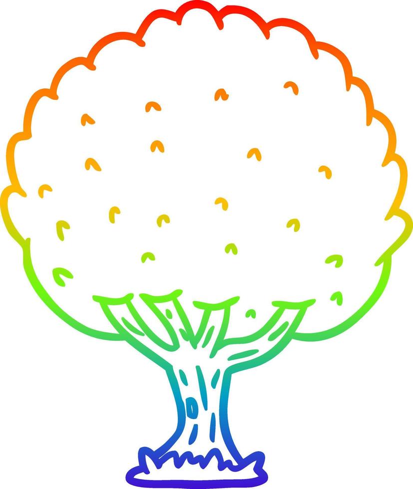 rainbow gradient line drawing Cartoon tree vector