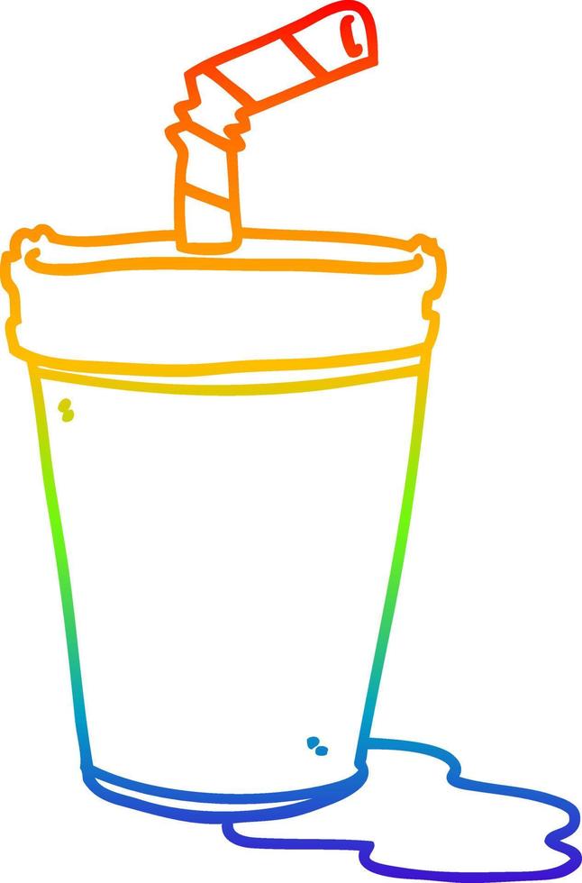rainbow gradient line drawing cartoon soda cup vector