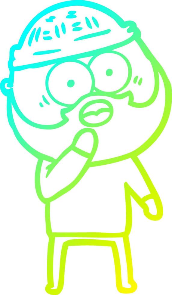 cold gradient line drawing shocked bearded man vector