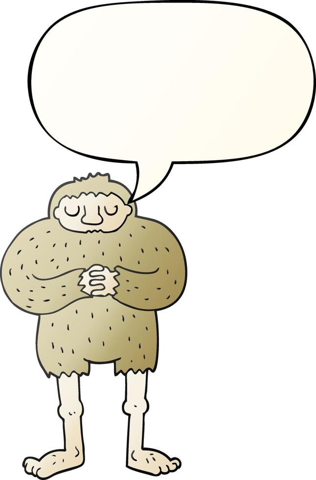 cartoon bigfoot and speech bubble in smooth gradient style vector