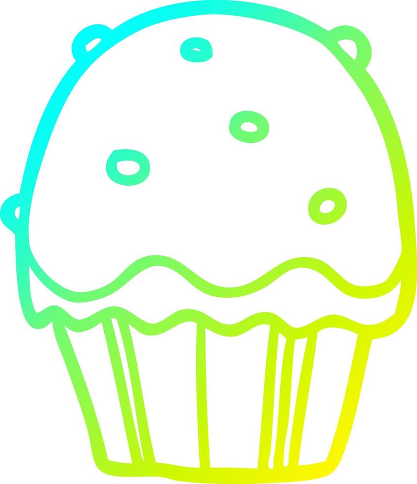 cold gradient line drawing Cartoon cupcake vector