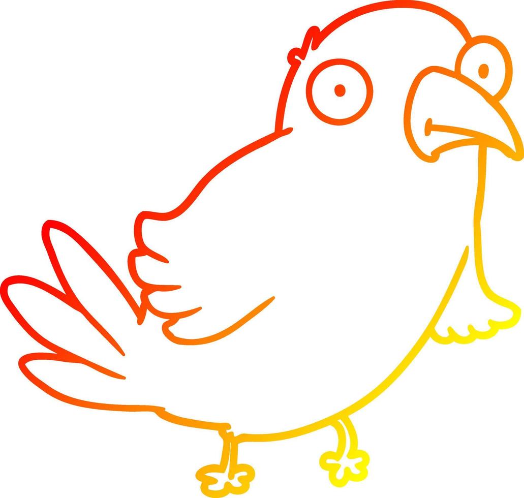 warm gradient line drawing cartoon bird vector