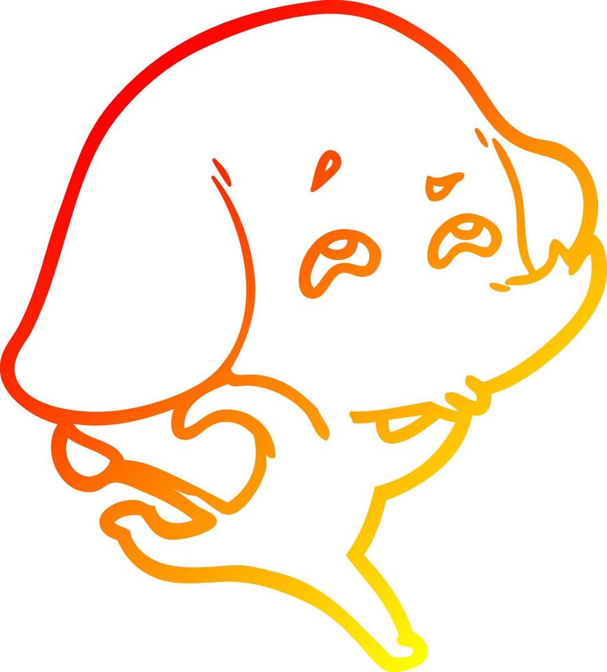 warm gradient line drawing cartoon elephant remembering vector