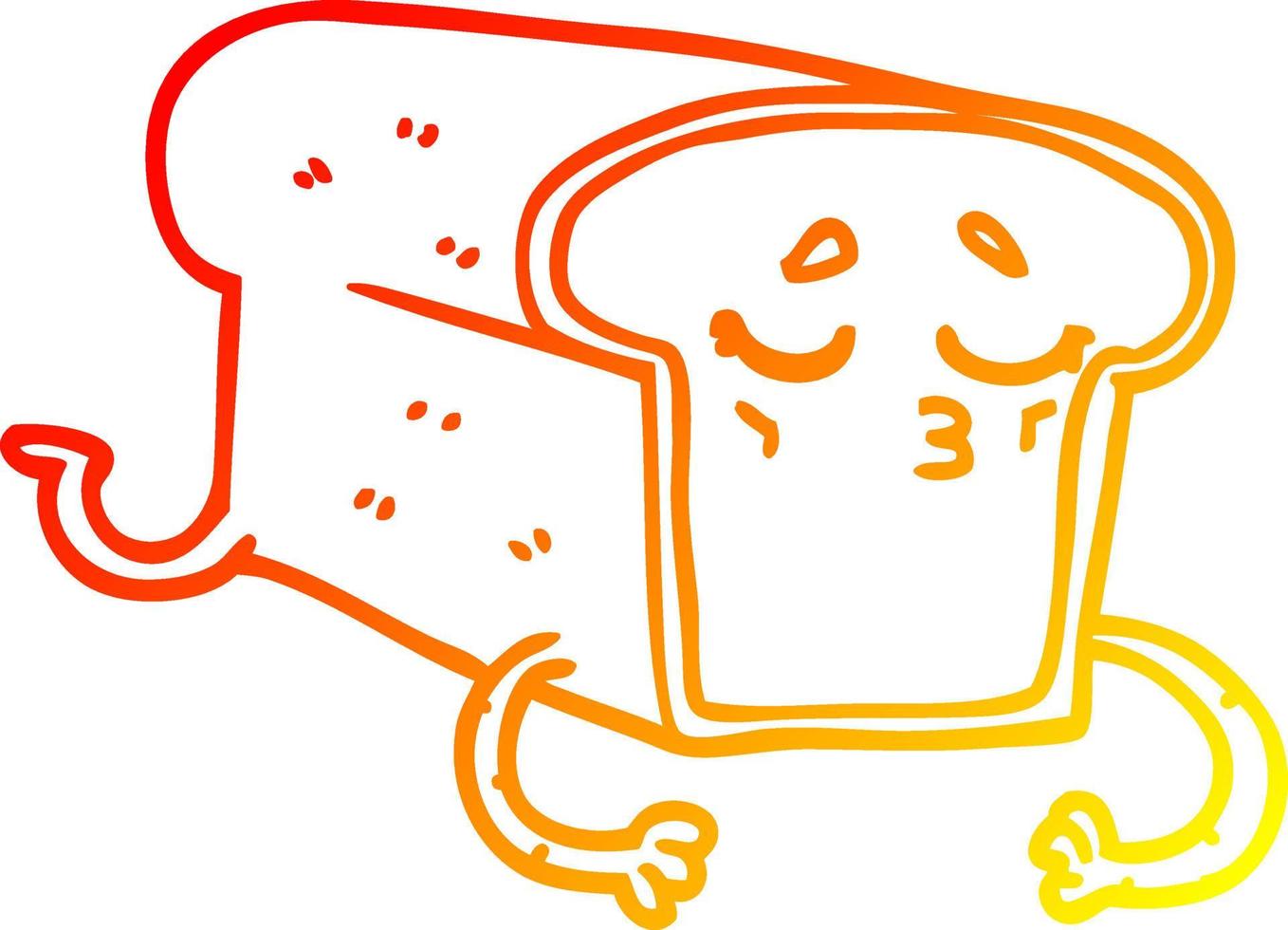 warm gradient line drawing cartoon loaf of bread vector