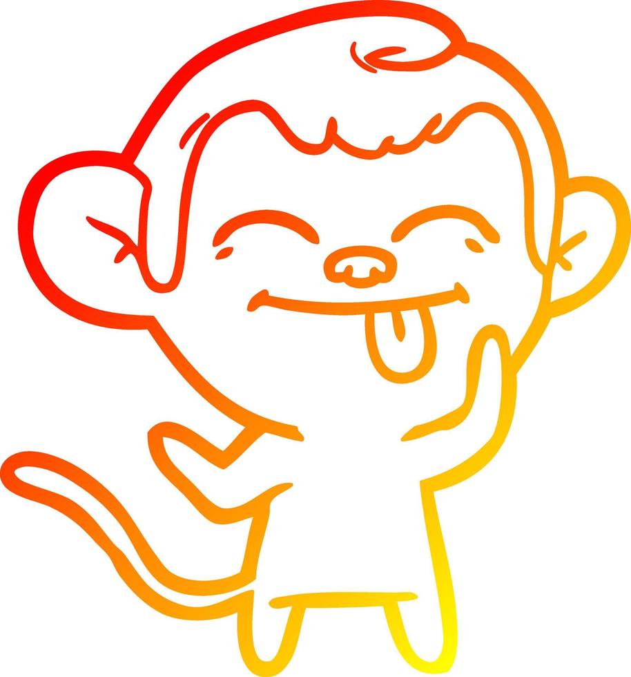 warm gradient line drawing funny cartoon monkey vector