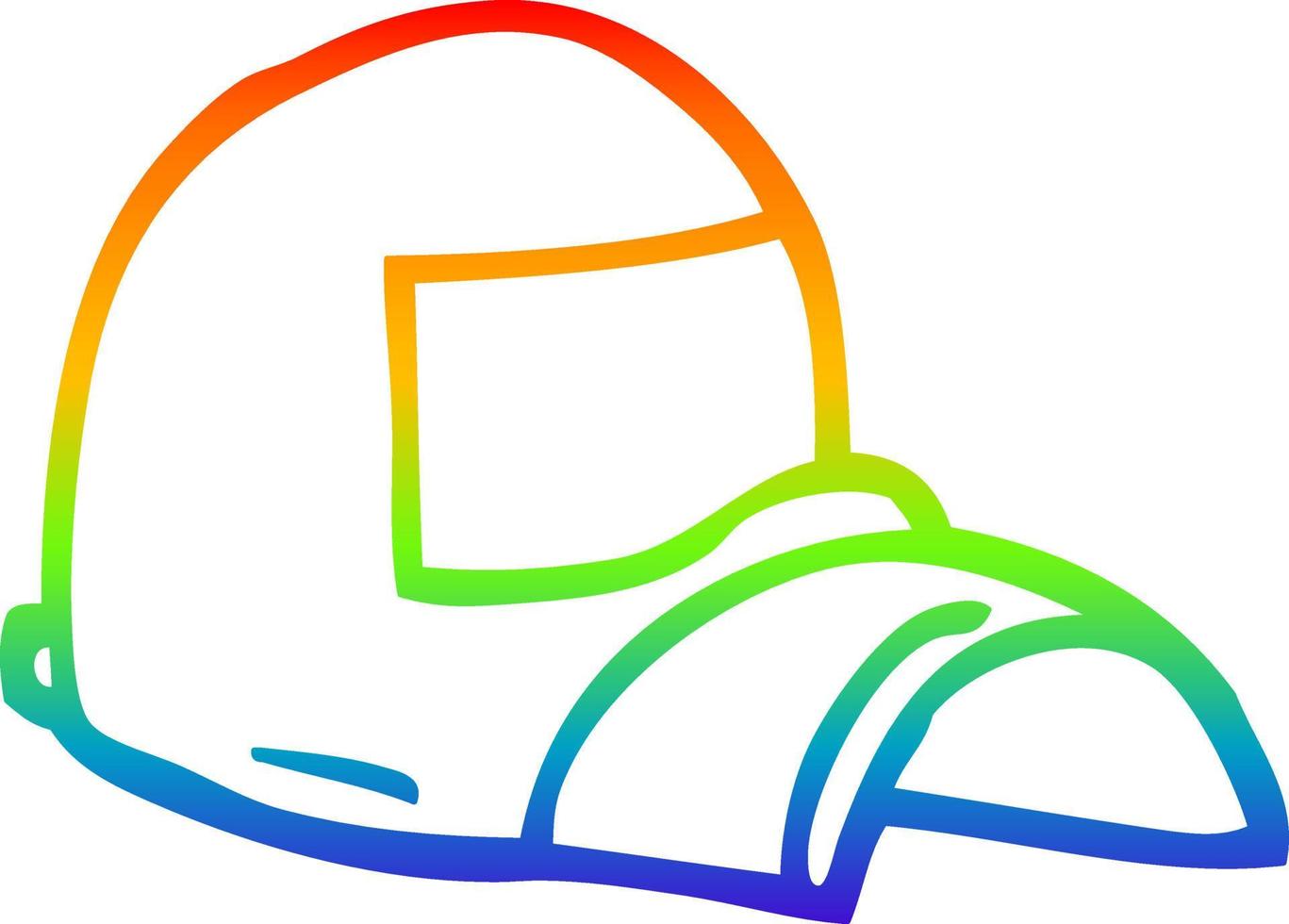 rainbow gradient line drawing cartoon baseball cap vector