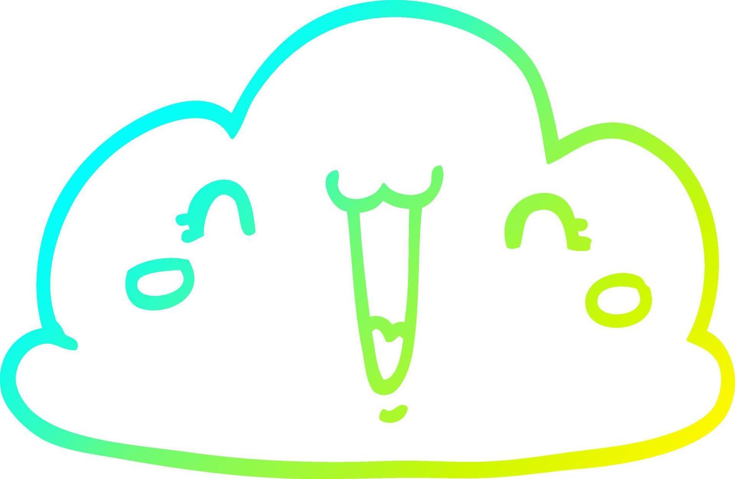 nube de dibujos animados de dibujo de línea de gradiente frío vector