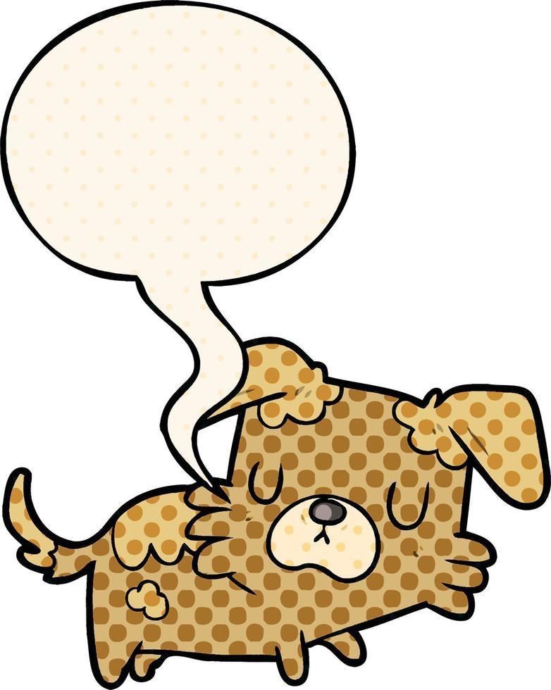 cartoon little dog and speech bubble in comic book style vector