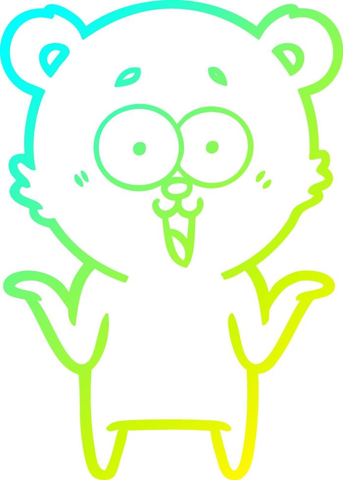 cold gradient line drawing laughing teddy  bear cartoon vector
