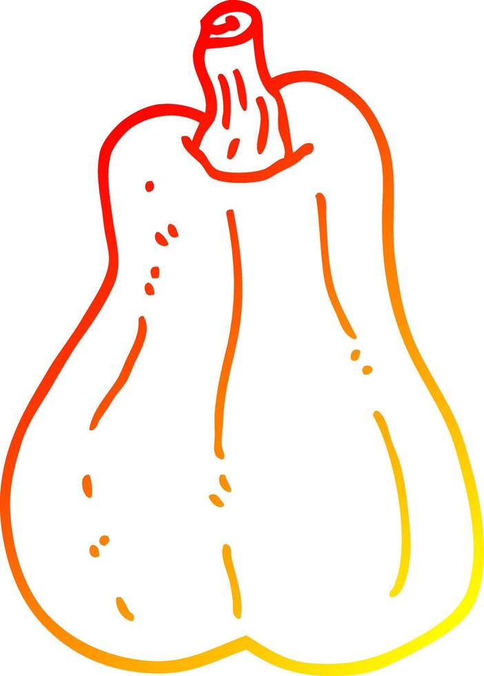 warm gradient line drawing cartoon butternut squash vector