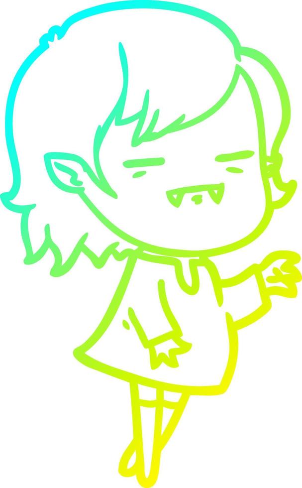 cold gradient line drawing cartoon undead vampire girl reaching out vector