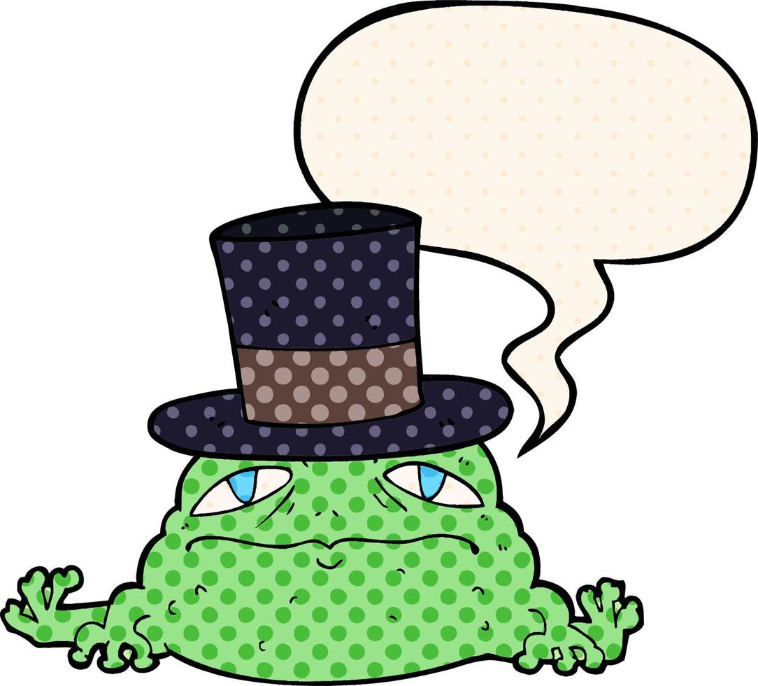 cartoon rich toad and speech bubble in comic book style vector