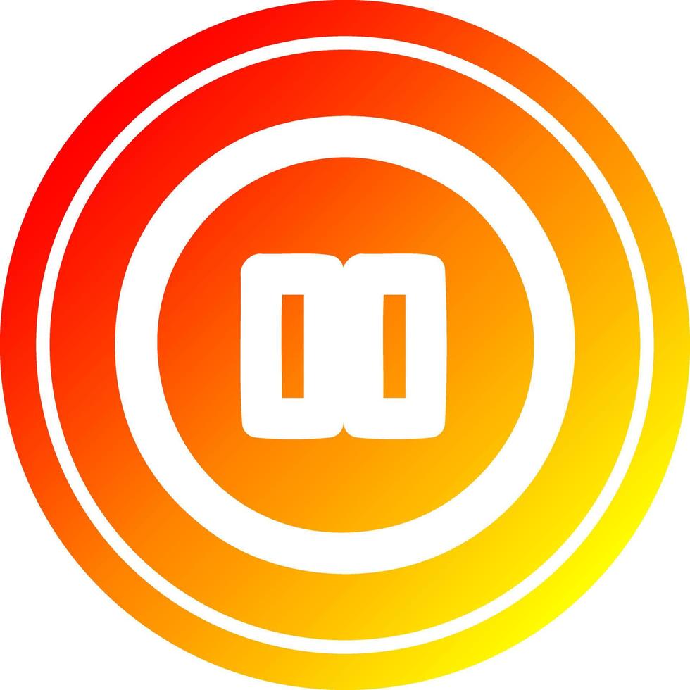 pause button circular in hot gradient spectrum vector