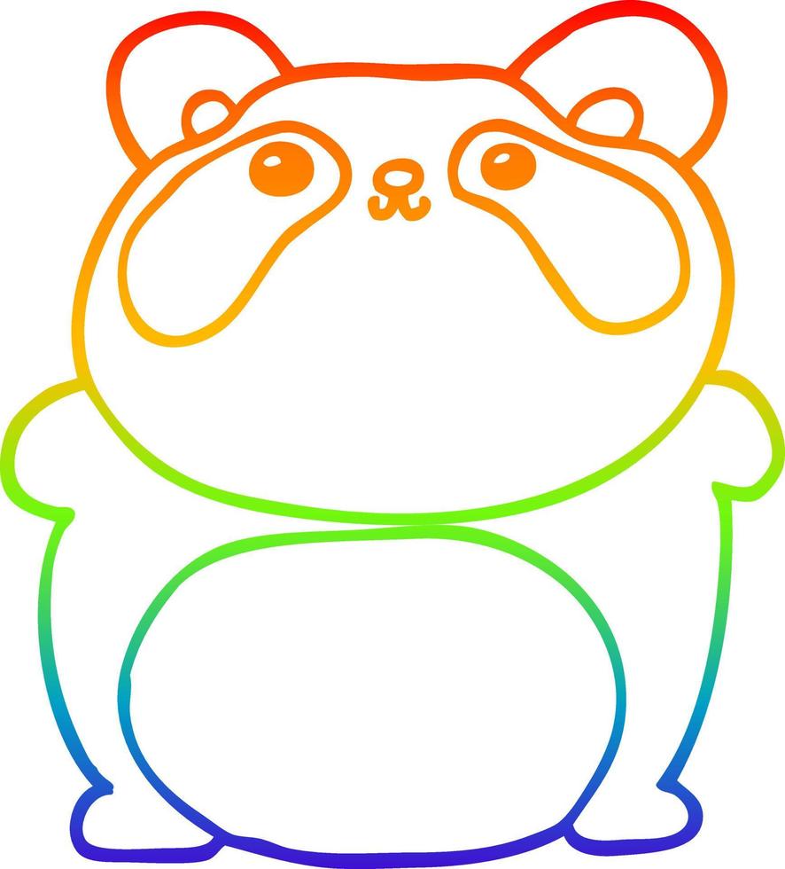 rainbow gradient line drawing cartoon panda vector