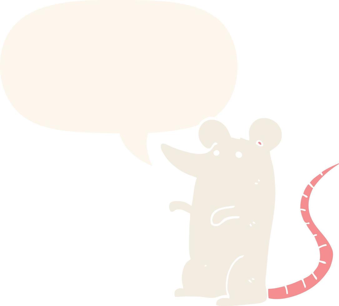 cartoon rat and speech bubble in retro style vector