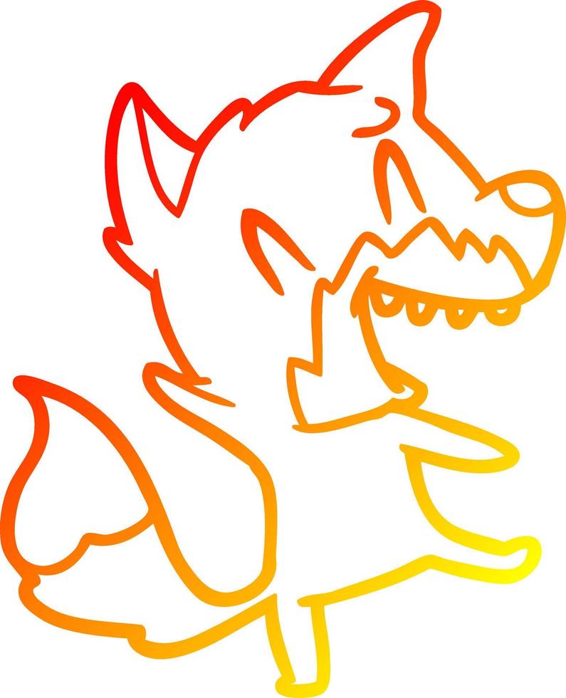 warm gradient line drawing laughing fox cartoon vector