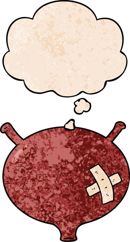 cartoon bladder and thought bubble in grunge texture pattern style vector