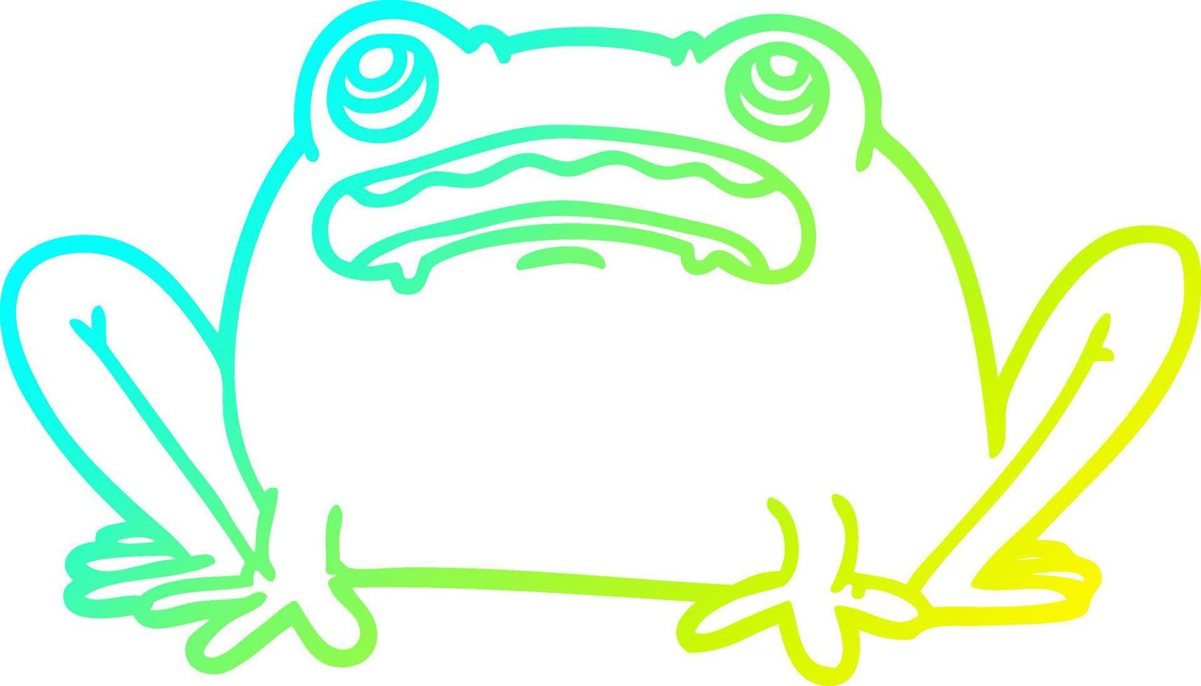 cold gradient line drawing cartoon frog vector