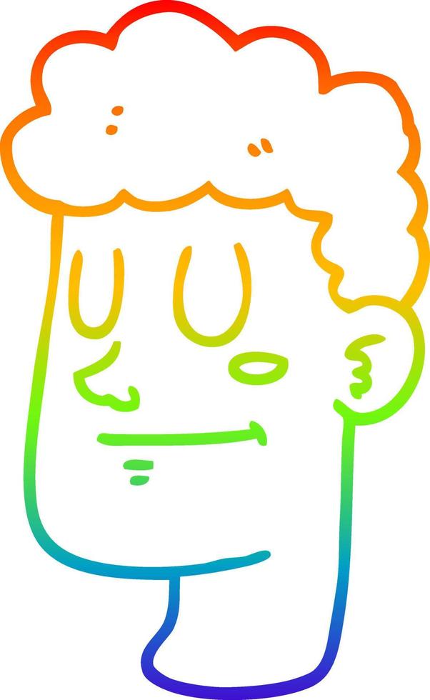 rainbow gradient line drawing cartoon male face vector