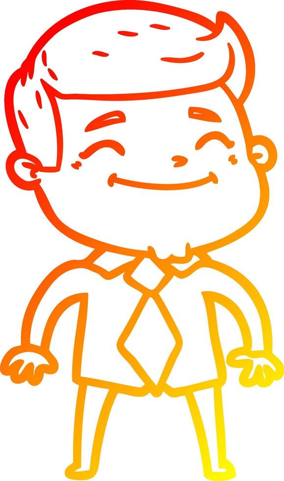 warm gradient line drawing happy cartoon businessman vector