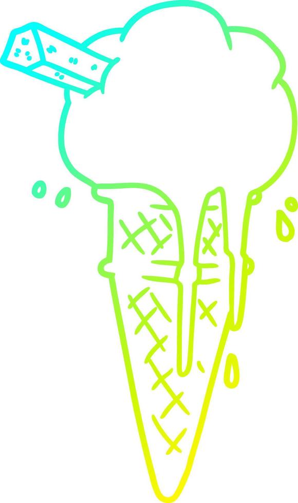 cold gradient line drawing cartoon ice cream melting vector