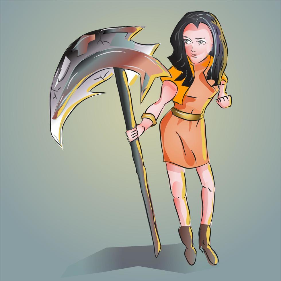 Female Warrior Illustration vector