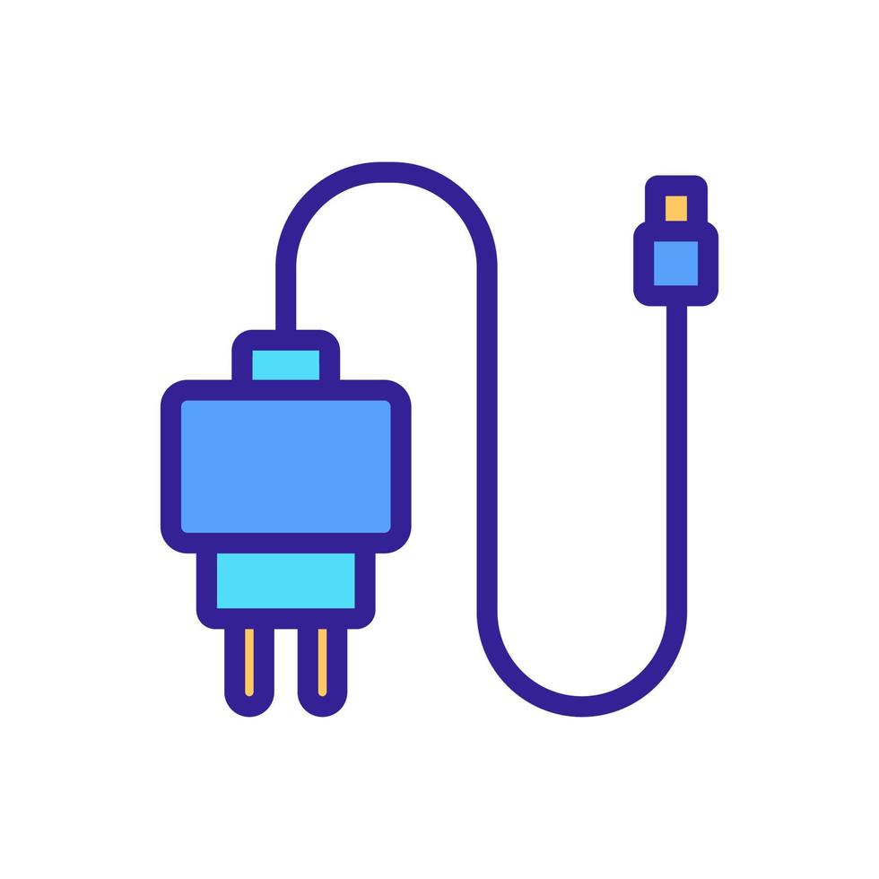 fuente de alimentación de carga con ilustración de contorno de vector de icono de cable