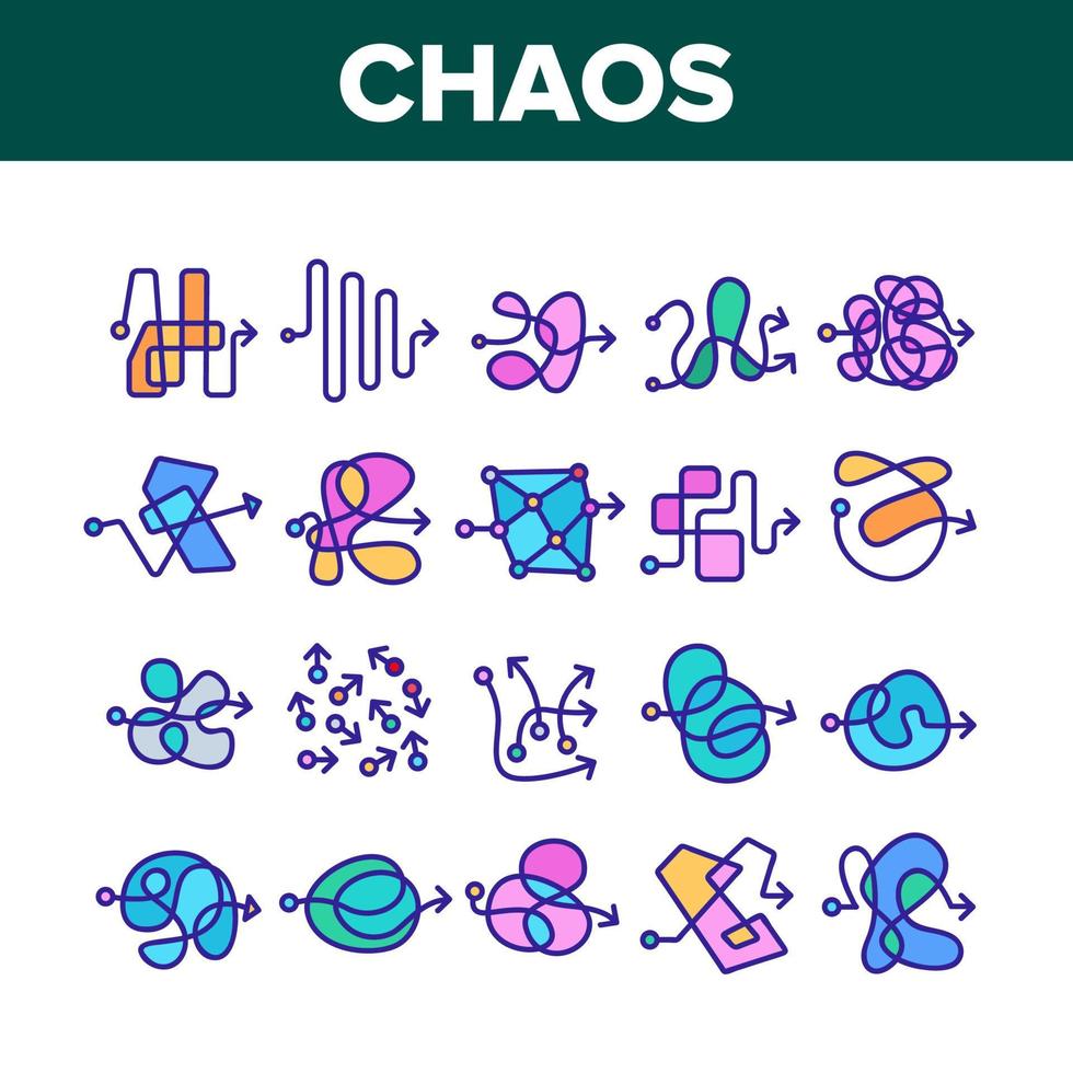 Chaos Arrow Movement Collection Icons Set Vector