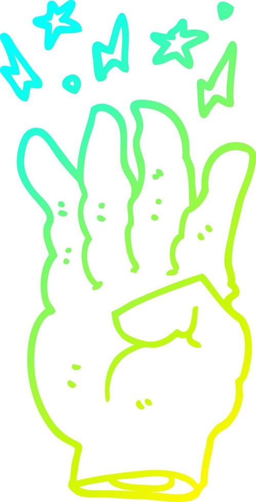 cold gradient line drawing cartoon spooky magic hand vector