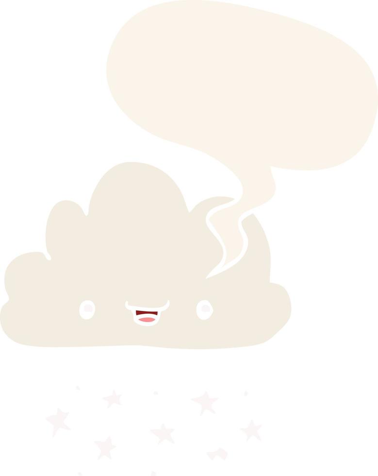 cartoon storm cloud and speech bubble in retro style vector