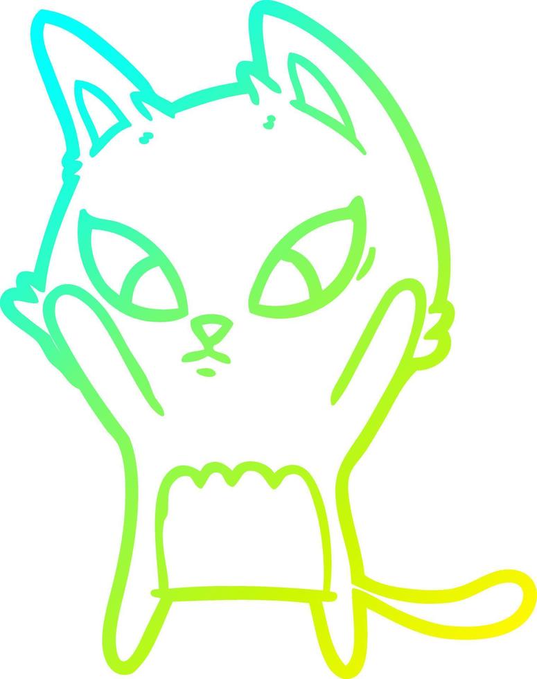 cold gradient line drawing confused cartoon cat vector