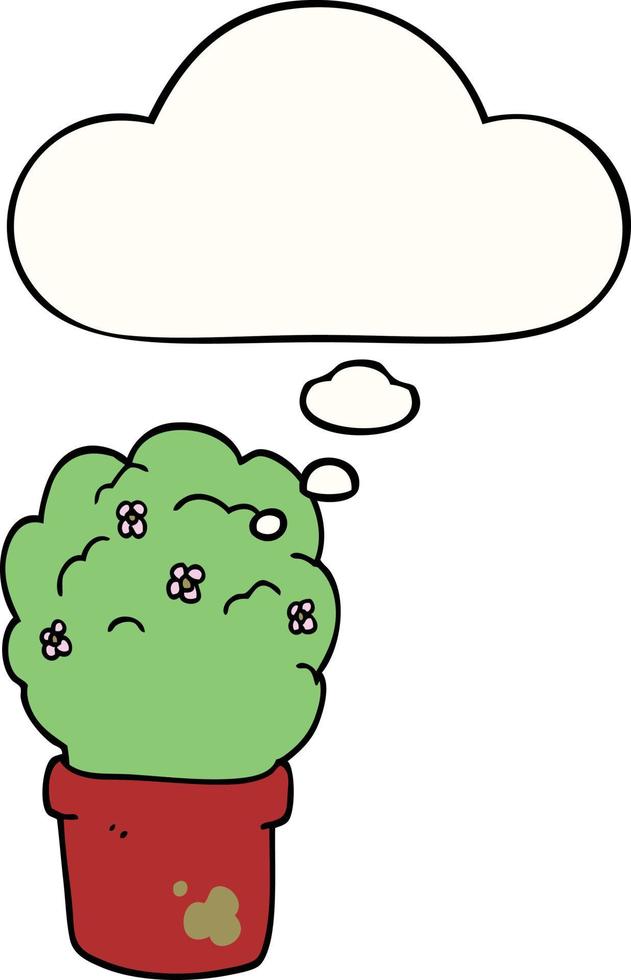 cartoon shrub and thought bubble vector